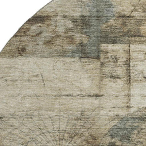 HomeRoots 8' X 10' Washable Taupe Gray & Beige Geometric Area Rug – UV Protected, Stain-Resistant & Durable 707675