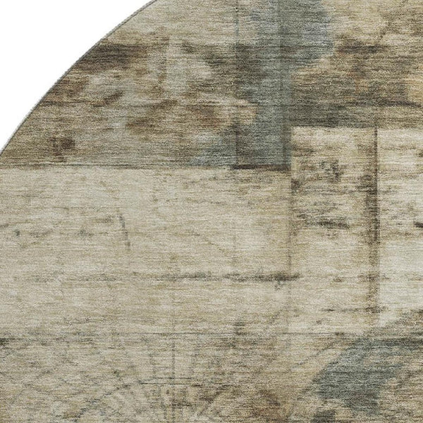 HomeRoots 8' X 10' Washable Taupe Gray & Beige Geometric Area Rug – UV Protected, Stain-Resistant & Durable 707675