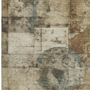 HomeRoots 10' X 14' Taupe Gray & Beige Geometric Area Rug - UV Protected, Easy-Care for High-Traffic Spaces! 707677
