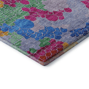 HomeRoots 5' X 8' Modern Blush Blue & Yellow Geometric Area Rug - Washable, UV Protected & Stain Resistant! 707679