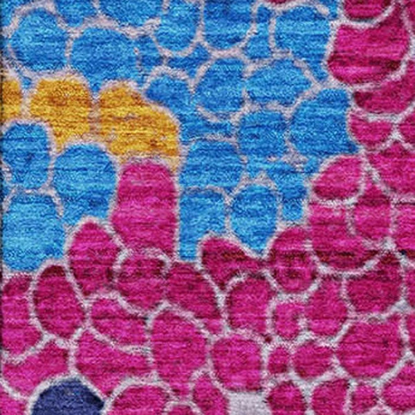 HomeRoots 5' X 8' Modern Blush Blue & Yellow Geometric Area Rug - Washable, UV Protected & Stain Resistant! 707679