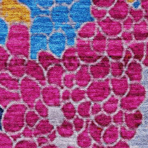 HomeRoots 8' Blush Blue & Yellow Geometric Round Rug - Washable, UV-Resistant, Perfect for Homes with Kids & Pets 707680
