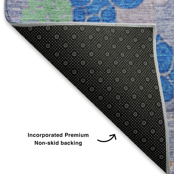HomeRoots 8' X 10' Washable Blush Blue & Yellow Geometric Area Rug with UV Protection for Modern Homes 707681