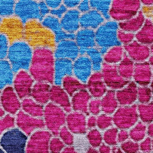 HomeRoots 9' X 12' Blush Blue & Yellow Geometric Area Rug - Washable, UV-Protected, Non-Slip for Modern Homes 707682