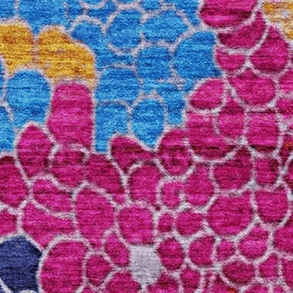 HomeRoots 10' Blush Blue & Yellow Geometric Area Rug - Washable, UV Protected, Durable for Modern Homes 707683