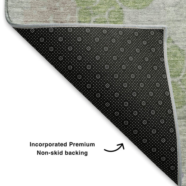 HomeRoots 5' X 8' Washable Geometric Area Rug in Blue, Green & Lavender - Stylish, Durable & UV Protected! 707685