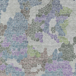 HomeRoots 5' X 8' Washable Geometric Area Rug in Blue, Green & Lavender - Stylish, Durable & UV Protected! 707685