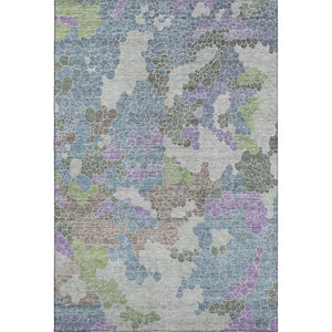 HomeRoots 9' X 12' Geometric Area Rug in Blue Green Lavender – Washable, UV Protected, Durable & Stylish! 707688
