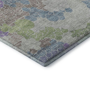 HomeRoots 10' Geometric Washable Area Rug in Blue, Green & Lavender – UV Protected, Durable for High Traffic Homes 707689