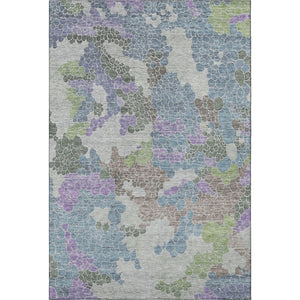 HomeRoots 10' Geometric Washable Area Rug in Blue, Green & Lavender – UV Protected, Durable for High Traffic Homes 707689