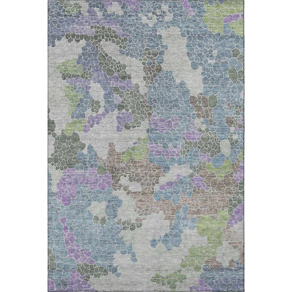 HomeRoots 10' Geometric Washable Area Rug in Blue, Green & Lavender – UV Protected, Durable for High Traffic Homes 707689