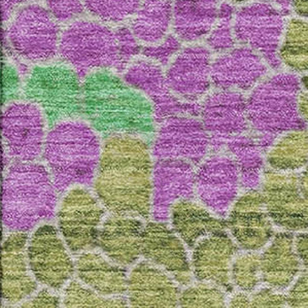 HomeRoots 5' X 8' Stylish Geometric Area Rug in Fern Green, Eggplant & Blush - Washable & UV Protected! 707691