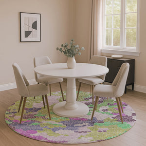 HomeRoots 8' X 10' Stunning Geometric Washable Area Rug in Fern, Eggplant & Blush - UV Protection & Durable Design 707693