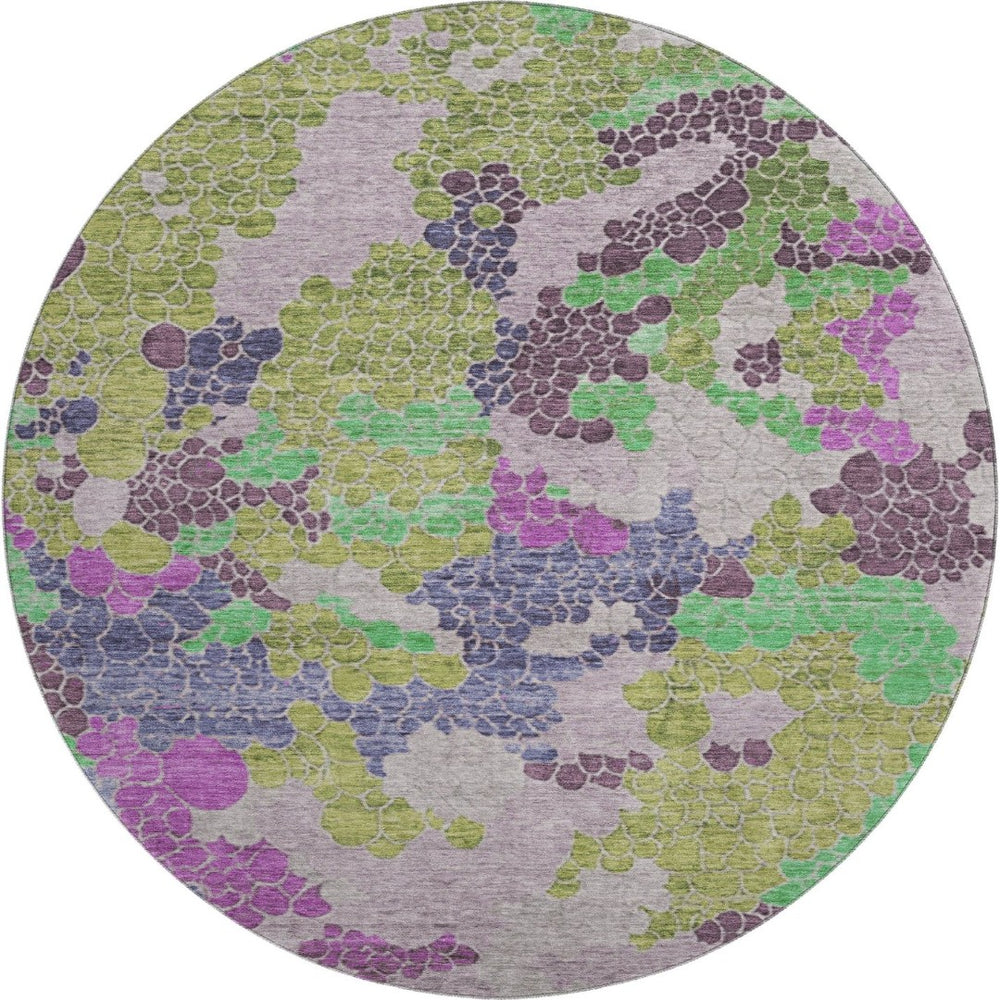 HomeRoots 8' X 10' Stunning Geometric Washable Area Rug in Fern, Eggplant & Blush - UV Protection & Durable Design 707693