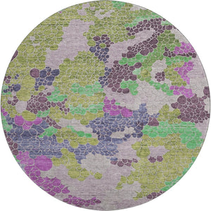 HomeRoots 8' X 10' Stunning Geometric Washable Area Rug in Fern, Eggplant & Blush - UV Protection & Durable Design 707693