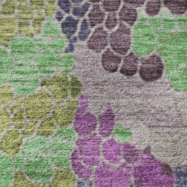 HomeRoots 8' X 10' Stunning Geometric Washable Area Rug in Fern, Eggplant & Blush - UV Protection & Durable Design 707693