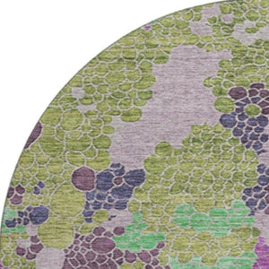 HomeRoots 8' X 10' Stunning Geometric Washable Area Rug in Fern, Eggplant & Blush - UV Protection & Durable Design 707693