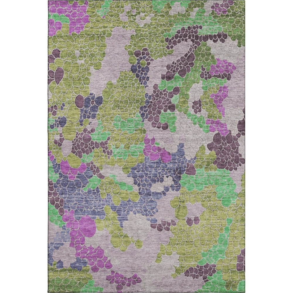 HomeRoots 9' X 12' Modern Fern Green, Eggplant & Blush Geometric Washable Area Rug with UV Protection & Comfort 707694