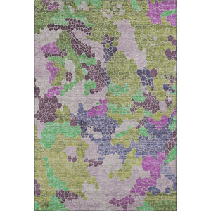 HomeRoots 9' X 12' Modern Fern Green, Eggplant & Blush Geometric Washable Area Rug with UV Protection & Comfort 707694