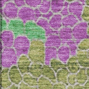 HomeRoots 10' X 14' Stylish Fern Green, Eggplant & Blush Geometric Washable Area Rug with UV Protection & Safety 707695