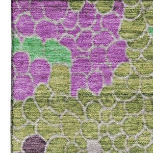 HomeRoots 10' X 14' Stylish Fern Green, Eggplant & Blush Geometric Washable Area Rug with UV Protection & Safety 707695
