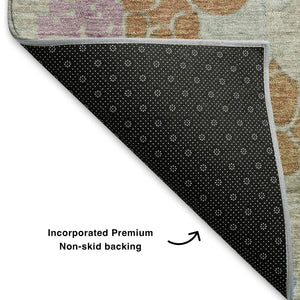 HomeRoots 5' X 8' Green Copper & Blue Geometric Area Rug - Washable, UV Protected, Stain-Resistant Design 707697