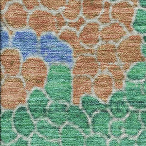 HomeRoots 5' X 8' Green Copper & Blue Geometric Area Rug - Washable, UV Protected, Stain-Resistant Design 707697