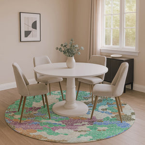 HomeRoots 8' X 10' Modern Green Copper Blue Geometric Washable Area Rug with UV Protection for High Traffic Areas 707699