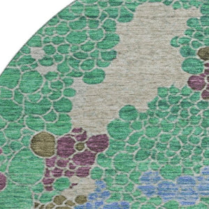 HomeRoots 8' X 10' Modern Green Copper Blue Geometric Washable Area Rug with UV Protection for High Traffic Areas 707699
