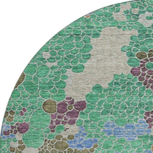 HomeRoots 8' X 10' Modern Green Copper Blue Geometric Washable Area Rug with UV Protection for High Traffic Areas 707699