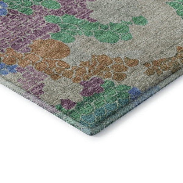HomeRoots 9' X 12' Washable Area Rug in Green, Copper & Blue - Stylish Geometric Design with UV Protection! 707700