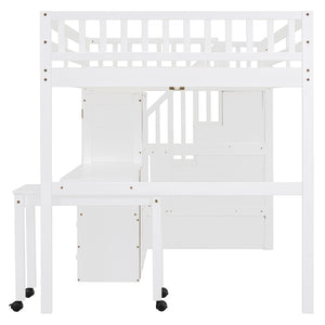 English Elm Queen Murphy Bed with Integrated Desk Cabinet Shelves Space Saving Studio Solution White N708S00014K