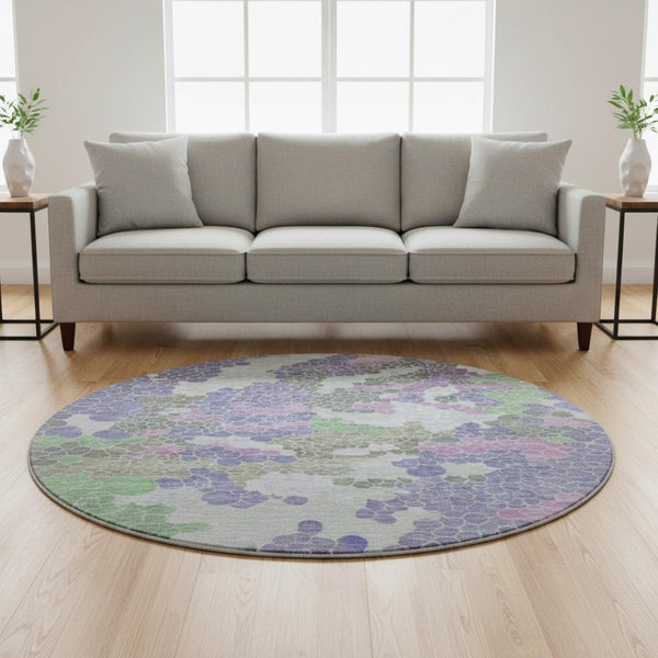 HomeRoots 8' X 10' Stylish Purple Gray Green Geometric Area Rug - Washable, Kid & Pet Friendly, UV Protected! 707705