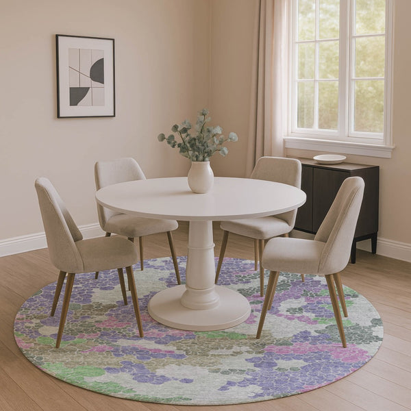 HomeRoots 8' X 10' Stylish Purple Gray Green Geometric Area Rug - Washable, Kid & Pet Friendly, UV Protected! 707705