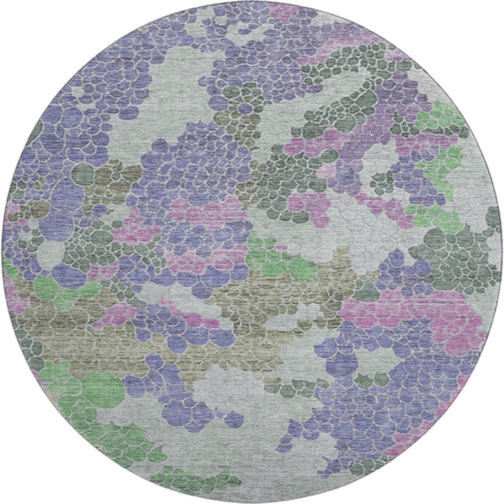 HomeRoots 8' X 10' Stylish Purple Gray Green Geometric Area Rug - Washable, Kid & Pet Friendly, UV Protected! 707705