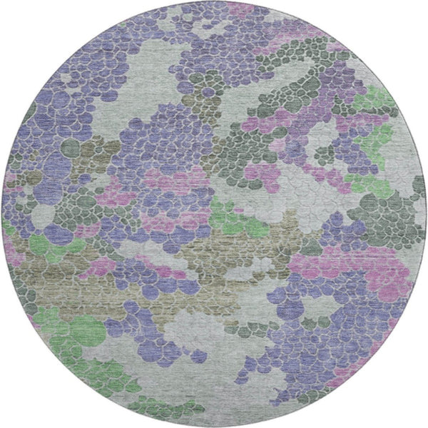 HomeRoots 8' X 10' Stylish Purple Gray Green Geometric Area Rug - Washable, Kid & Pet Friendly, UV Protected! 707705