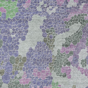 HomeRoots 9' X 12' Geometric Area Rug in Purple, Gray, and Green - Washable, Durable, UV Protected for Homes 707706