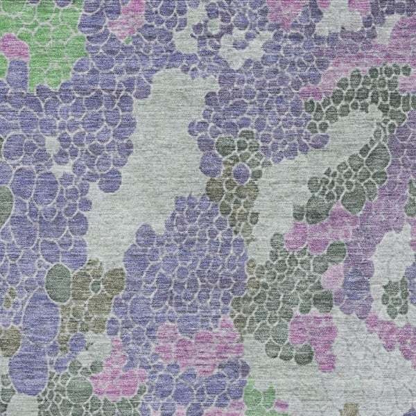 HomeRoots 9' X 12' Geometric Area Rug in Purple, Gray, and Green - Washable, Durable, UV Protected for Homes 707706