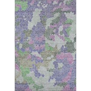 HomeRoots 10' Geometric Washable Area Rug in Purple, Gray & Green - UV Protected, Durable for High-Traffic Spaces 707707