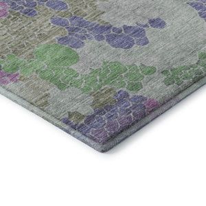 HomeRoots 10' Geometric Washable Area Rug in Purple, Gray & Green - UV Protected, Durable for High-Traffic Spaces 707707