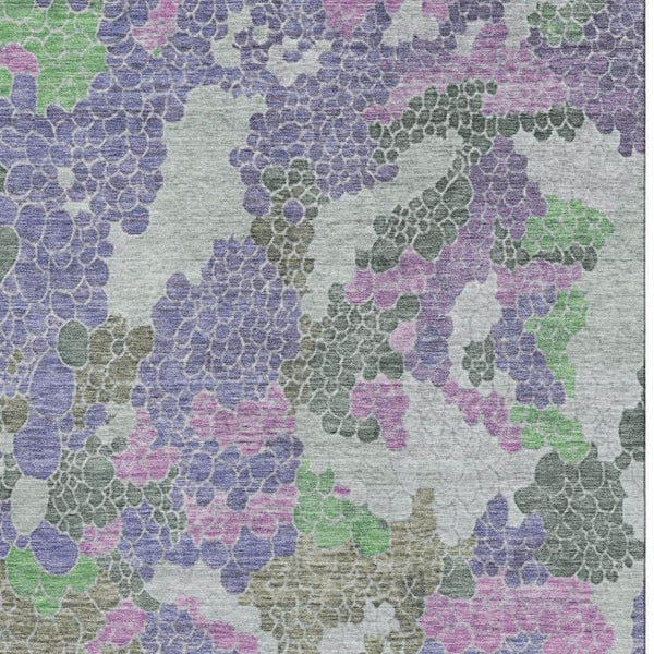 HomeRoots 10' Geometric Washable Area Rug in Purple, Gray & Green - UV Protected, Durable for High-Traffic Spaces 707707