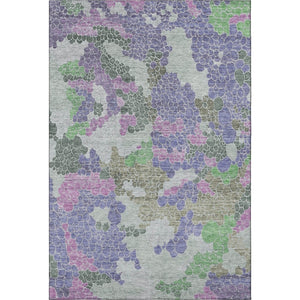 HomeRoots 10' Geometric Washable Area Rug in Purple, Gray & Green - UV Protected, Durable for High-Traffic Spaces 707707