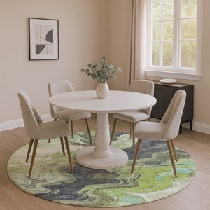 HomeRoots 8' X 10' Artichoke Green Gray Ivory Abstract Washable Area Rug - Durable, UV Protected & Stylish! 707711
