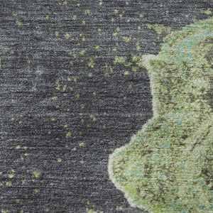 HomeRoots 8' X 10' Artichoke Green Gray Ivory Abstract Washable Area Rug - Durable, UV Protected & Stylish! 707711