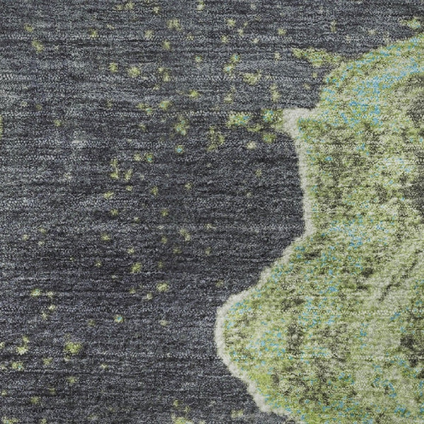 HomeRoots 8' X 10' Artichoke Green Gray Ivory Abstract Washable Area Rug - Durable, UV Protected & Stylish! 707711