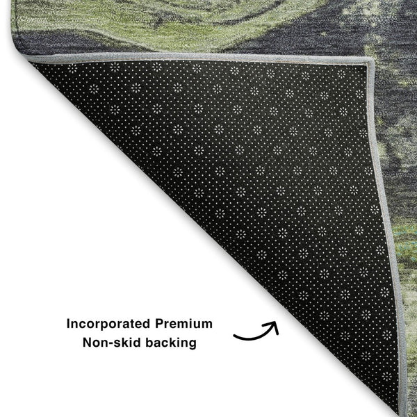 HomeRoots 10' X 14' Washable Area Rug in Artichoke Green, Gray & Ivory - Durable, UV Resistant, Stylish Design 707713