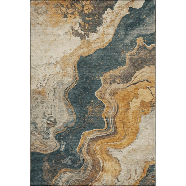 HomeRoots 5' X 8' Linen Gray & Ivory Abstract Area Rug - Stylish, Washable, UV-Protected for High-Traffic Areas 707715