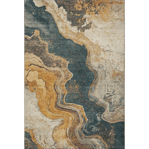 HomeRoots 5' X 8' Linen Gray & Ivory Abstract Area Rug - Stylish, Washable, UV-Protected for High-Traffic Areas 707715