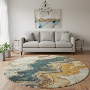 HomeRoots 8' X 10' Stylish Linen Gray and Ivory Abstract Area Rug - Washable, Stain-Resistant, UV Protected! 707717