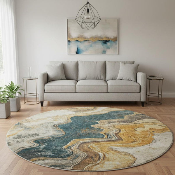 HomeRoots 8' X 10' Stylish Linen Gray and Ivory Abstract Area Rug - Washable, Stain-Resistant, UV Protected! 707717